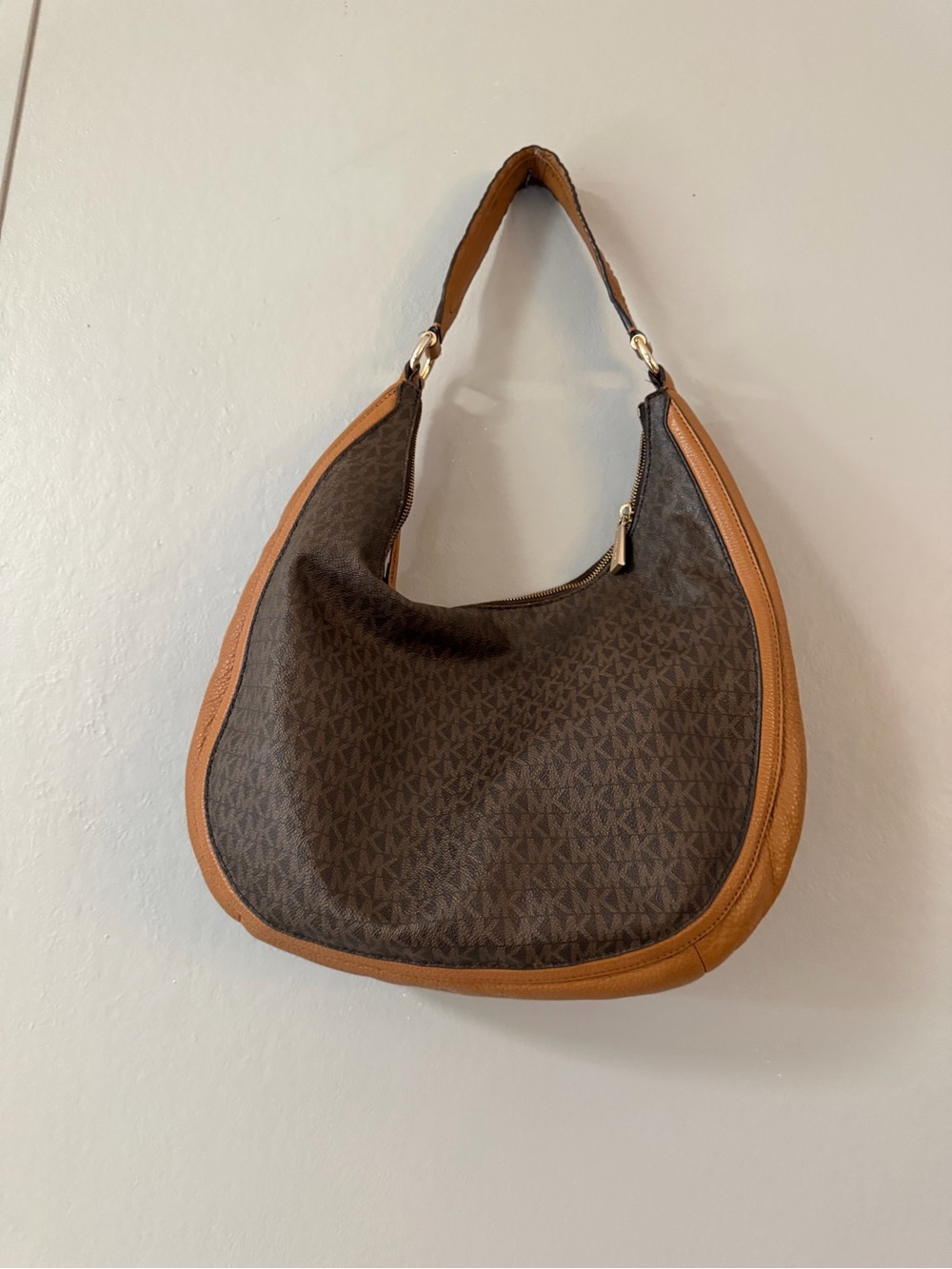 Michael Kors Brown & Tan Logo Hobo with Tassel - Picture 7 of 11